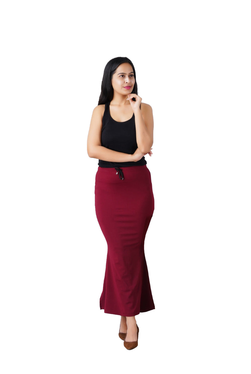 VEGA Women Maroon Solid Seamless Saree Shapewear - Absolutely Desi