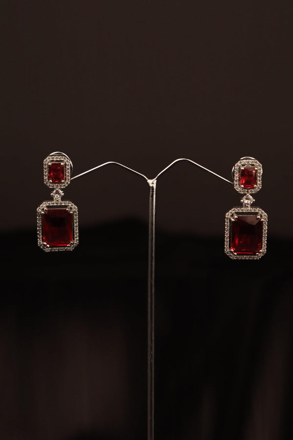 AD & RUBY STONE EMBELLISHED PREMIUM DANGLERS & DROPS EARRINGS GRABO365