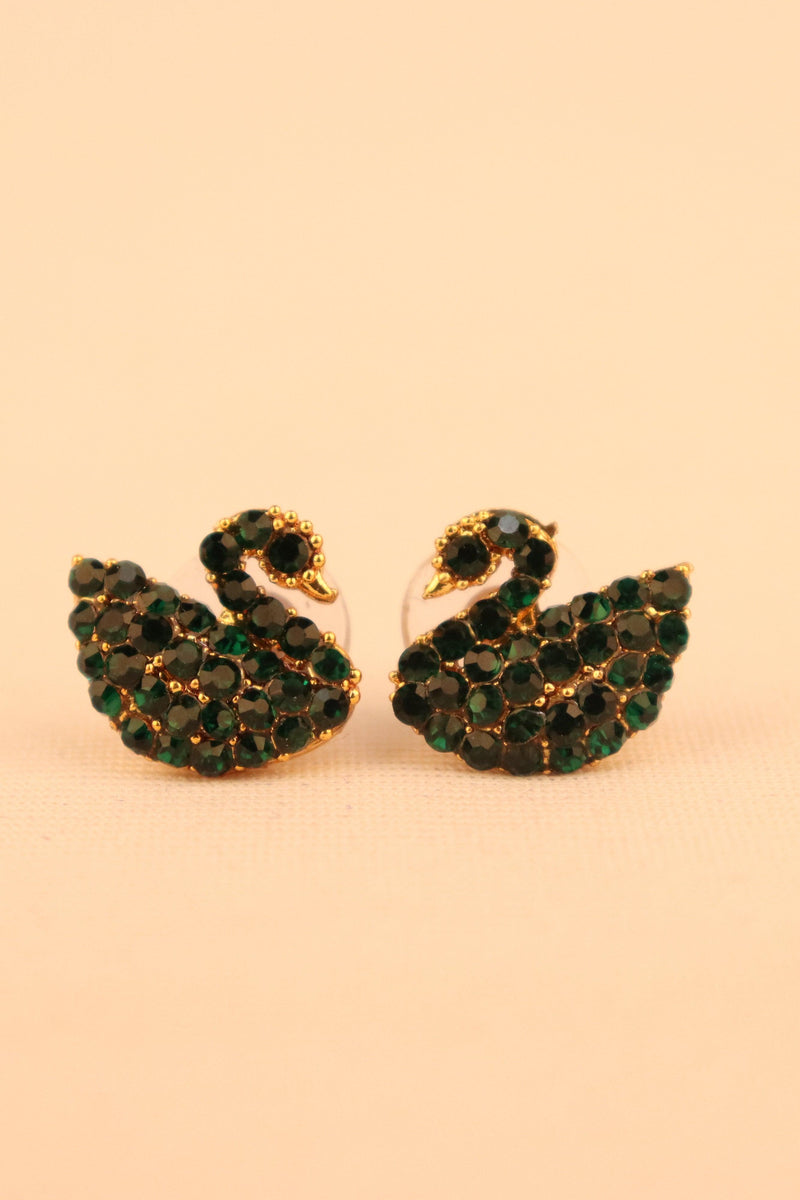 GREEN SWAN DESIGNER STUD EARRINGS GRABO365