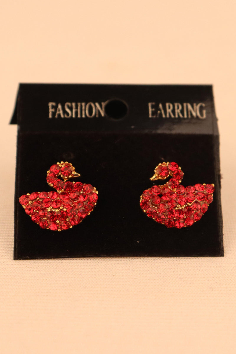 RED SWAN DESIGNER STUD EARRINGS GRABO365