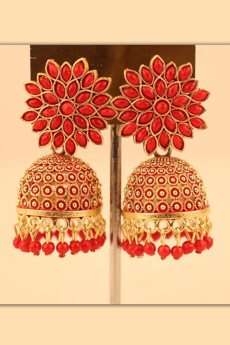 TRADITIONAL FLORAL FANCY JHUMKA EARRINGS GRABO365