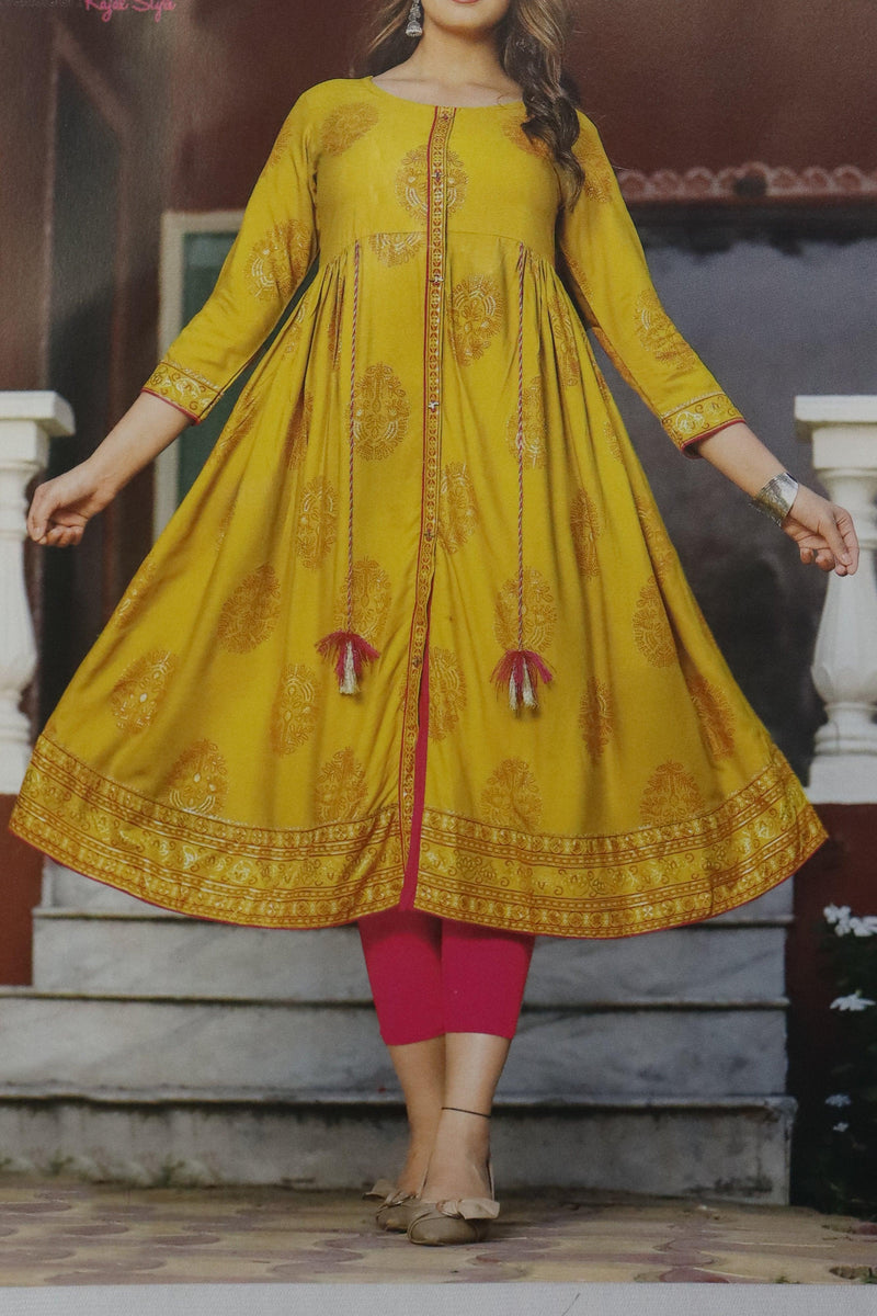 WOMEN'S MUSTARD YELLOW KURTIS GRABO365