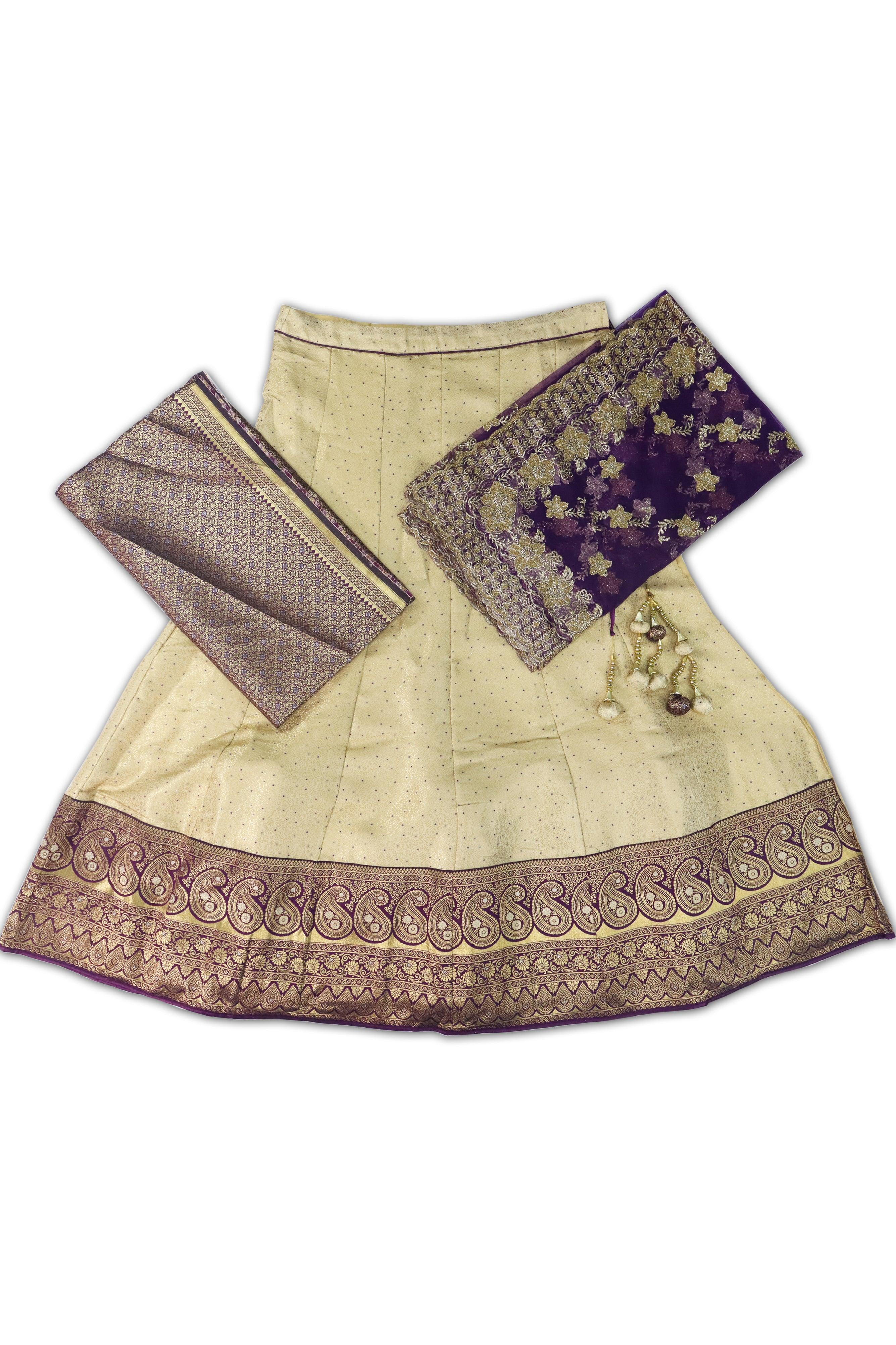 WOMEN'S SANDAL & GRAPE VIOLET SEMI STITCHED LEHENGA CHOLI WITH DUPATTA GRABO365