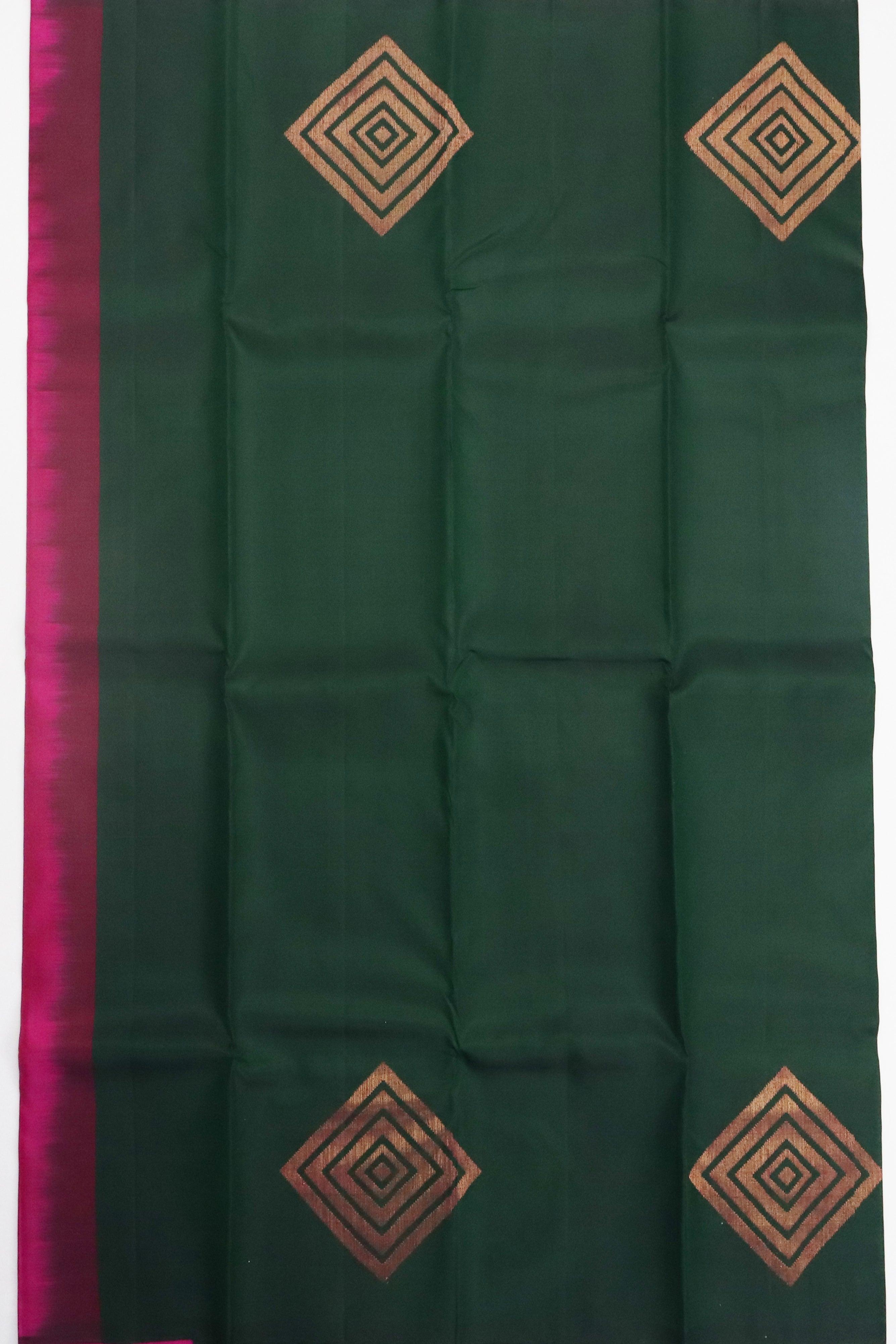 SACRAMENTO GREEN KANCHIPURAM PURE SOFT SILK SAREE | SILKMARK® CERTIFIED GRABO365