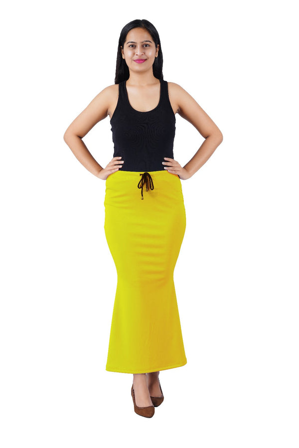 Shapewear Skirt Ladies Cotton with Drawstring For Saree Yellow