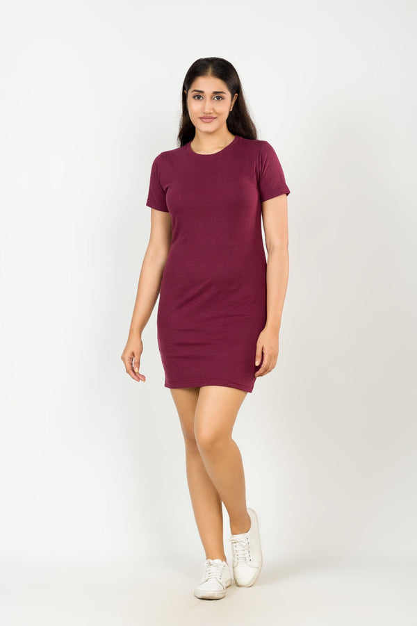 Maroon T-Shirt Dress by GRABO365® GRABO365