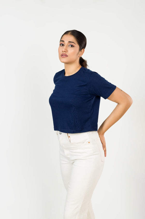 Navy Blue Crop Top by GRABO365® GRABO365