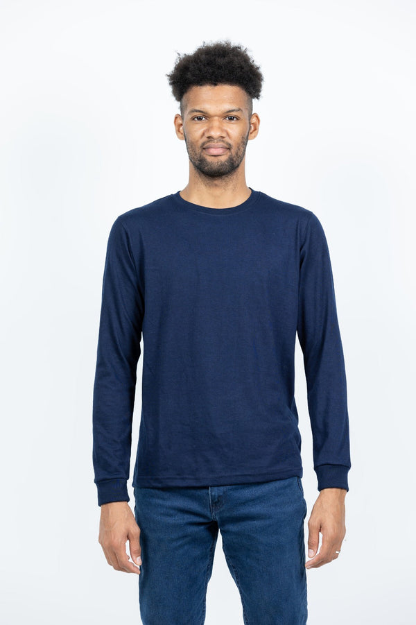 GRABO365® DESIGN Long Sleeve T-Shirt with crew neck in Navy Blue GRABO365