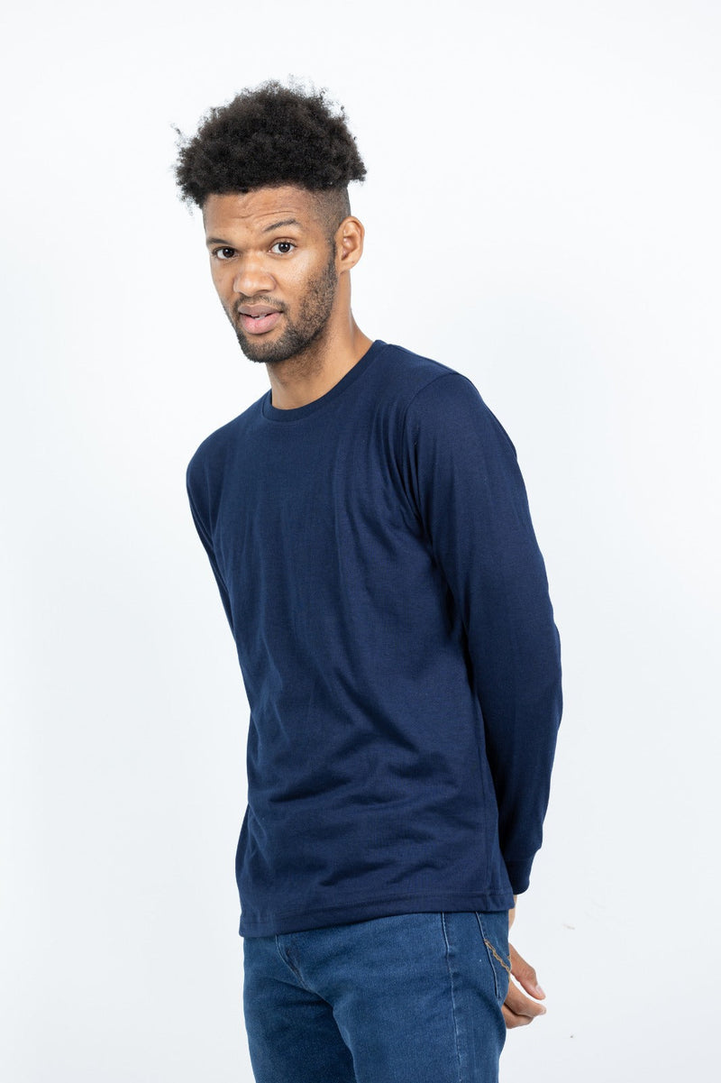 GRABO365® DESIGN Long Sleeve T-Shirt with crew neck in Navy Blue GRABO365