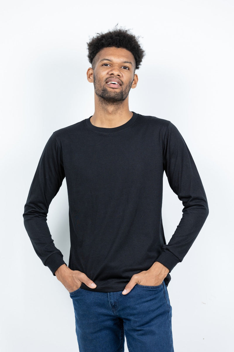 GRABO365® DESIGN Long Sleeve T-shirt with crew neck in Black GRABO365