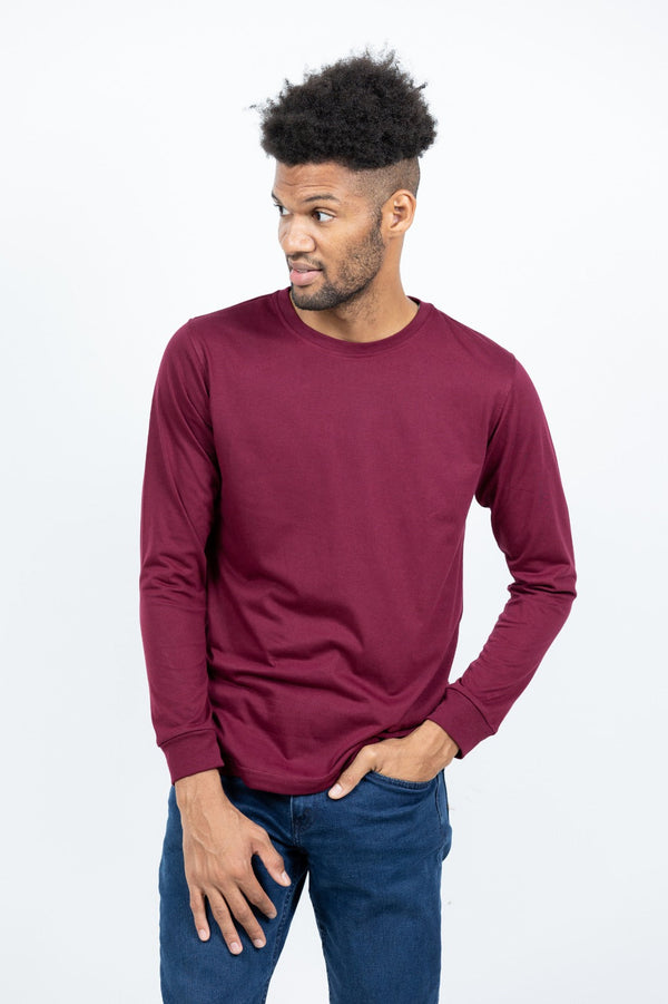 GRABO365® DESIGN Long Sleeve T-shirt with crew neck in Maroon GRABO365