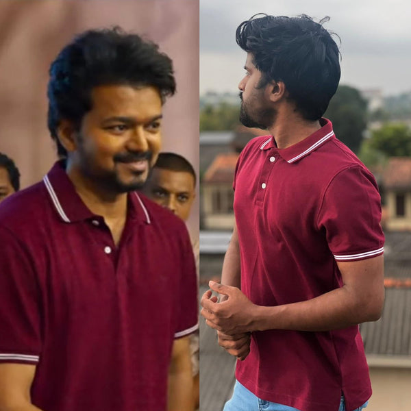 Thalapathy 68 Vijay - Maroon Polo T-Shirt GRABO365