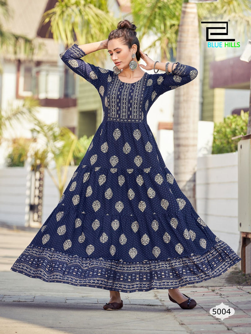 WOMEN'S PRINTED LONG ANARKALI KURTIS GRABO365