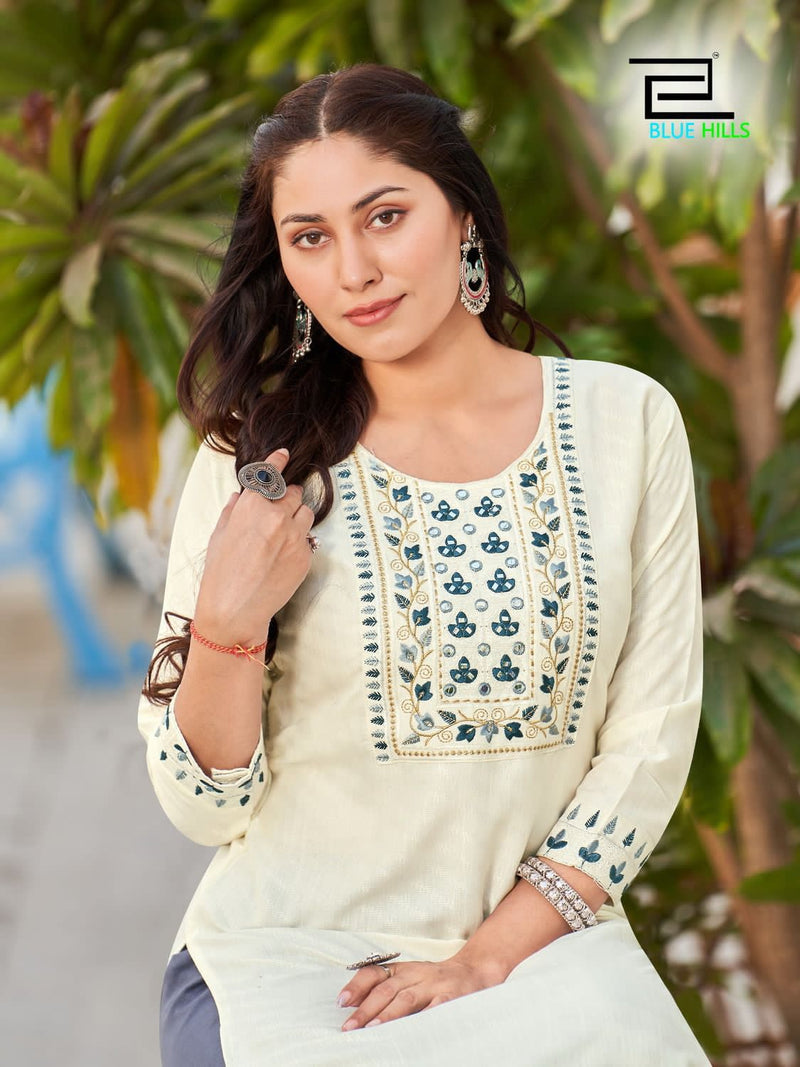 WOMEN'S DESIGNER CREAM COLOUR KURTIS GRABO365