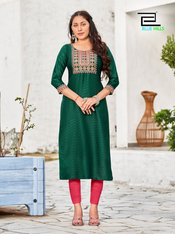 WOMEN'S DESIGNER GREEN COLOUR KURTIS GRABO365