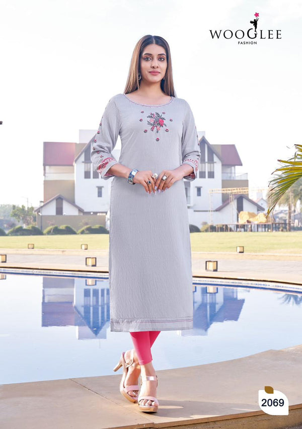 WOMEN'S DESIGNER LIGHT GREY KURTIS GRABO365