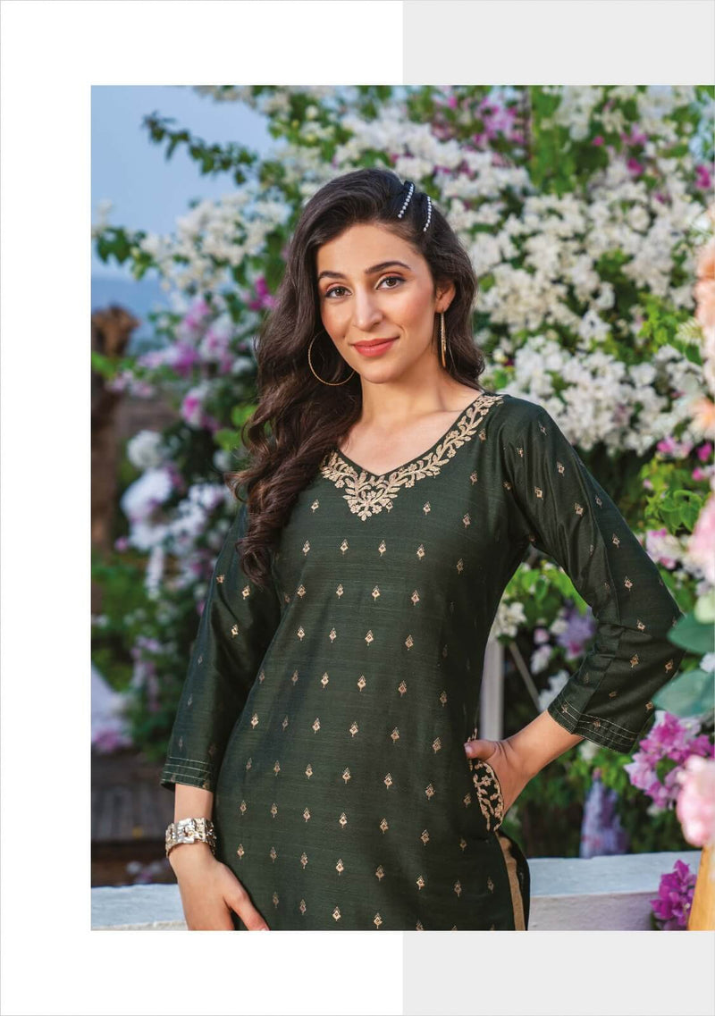 WOMEN'S DESIGNER GREEN KURTI GRABO365